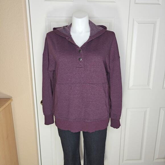 SO burgundy snap button sweatshirt hoodie sz L - Picture 1 of 7
